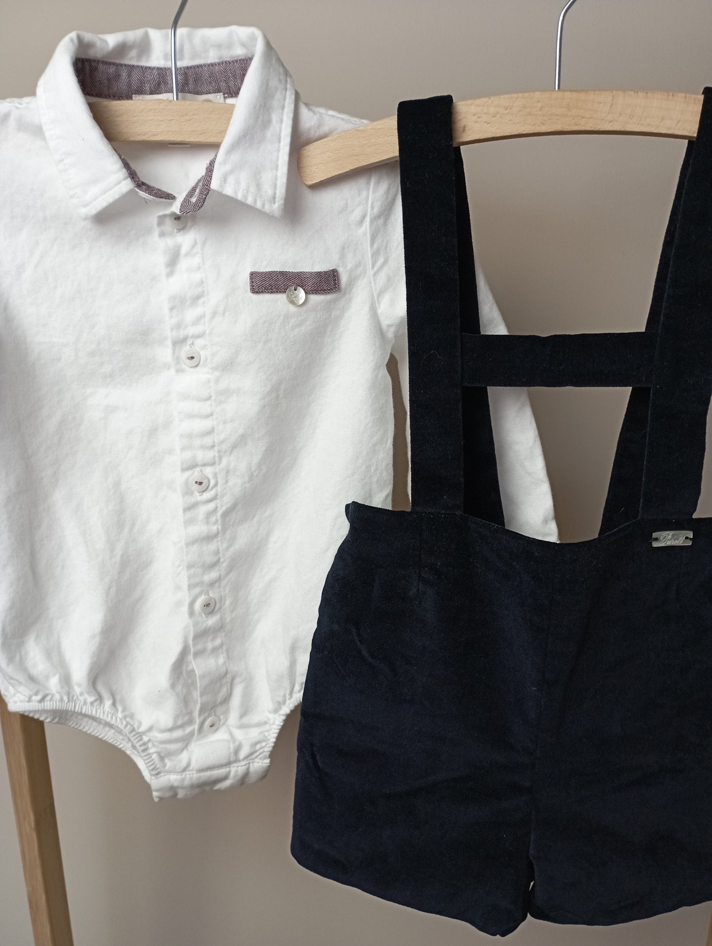 Setje met romperhemdje & salopette 12m Pureté