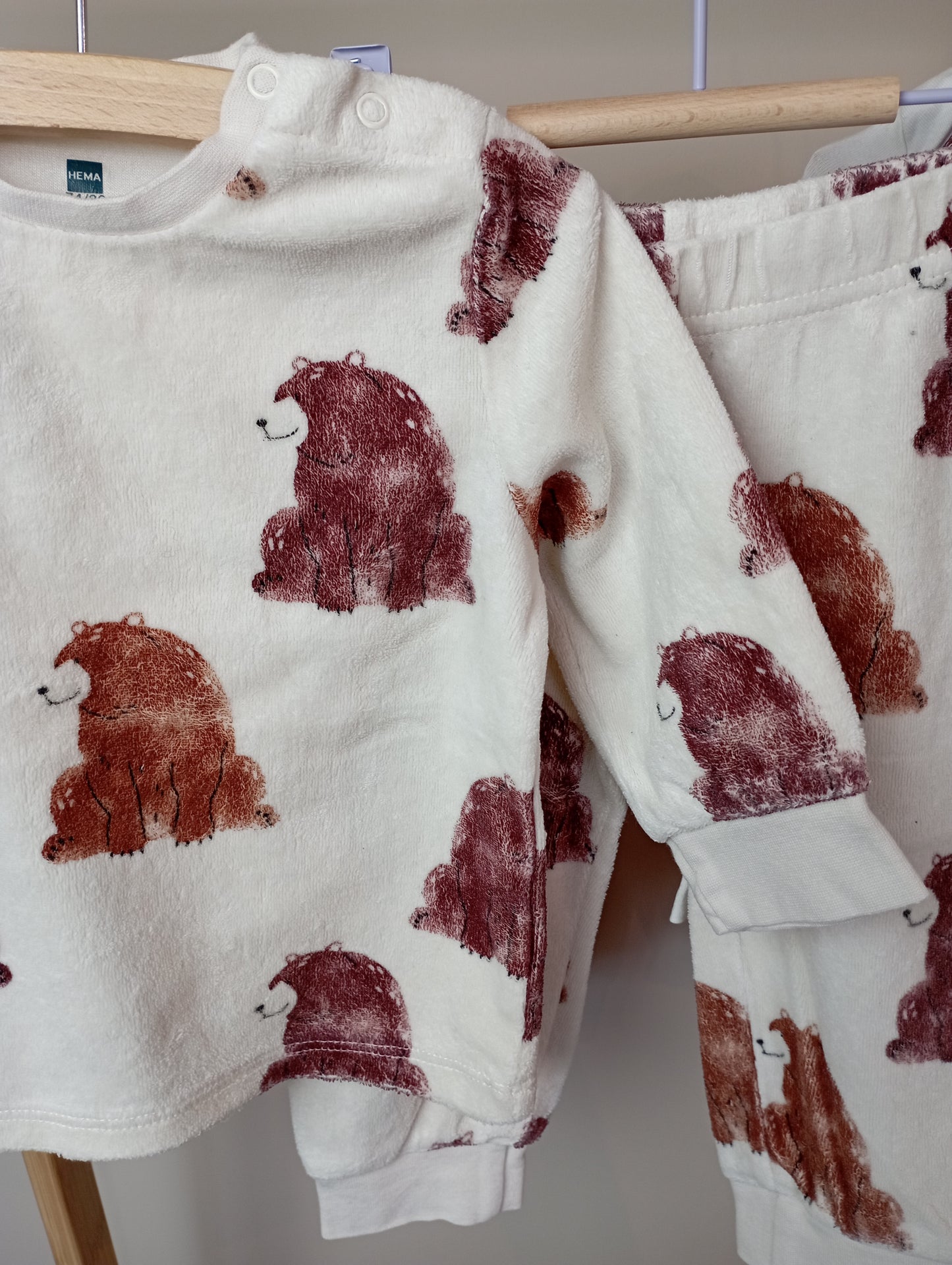 Pyjama met beren + romper 74/80 H&M