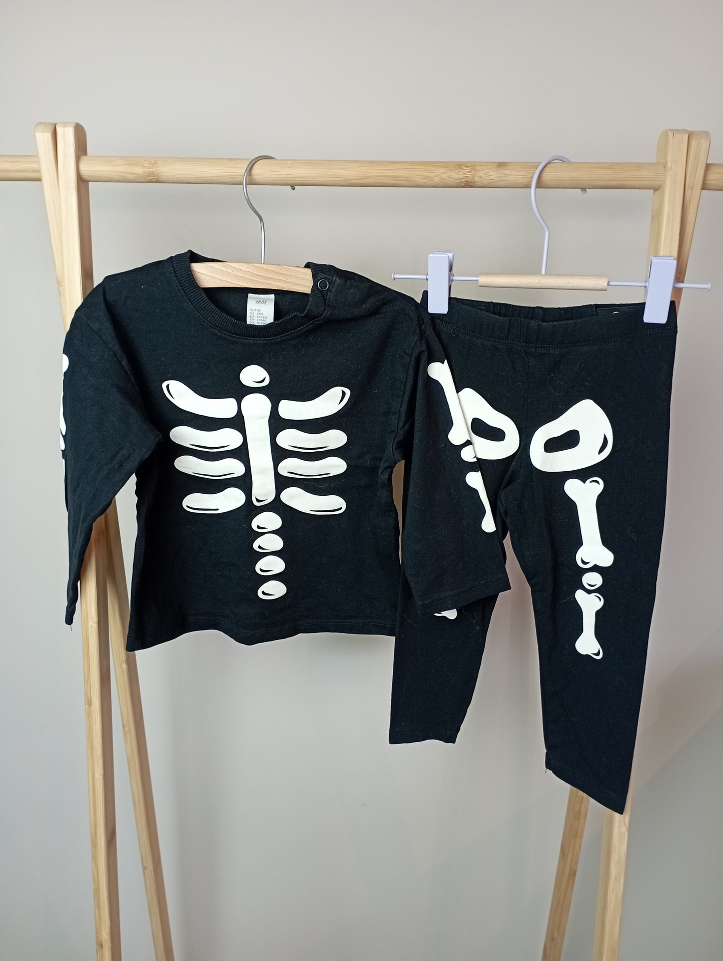 Pyjama met skelet 86 H&M