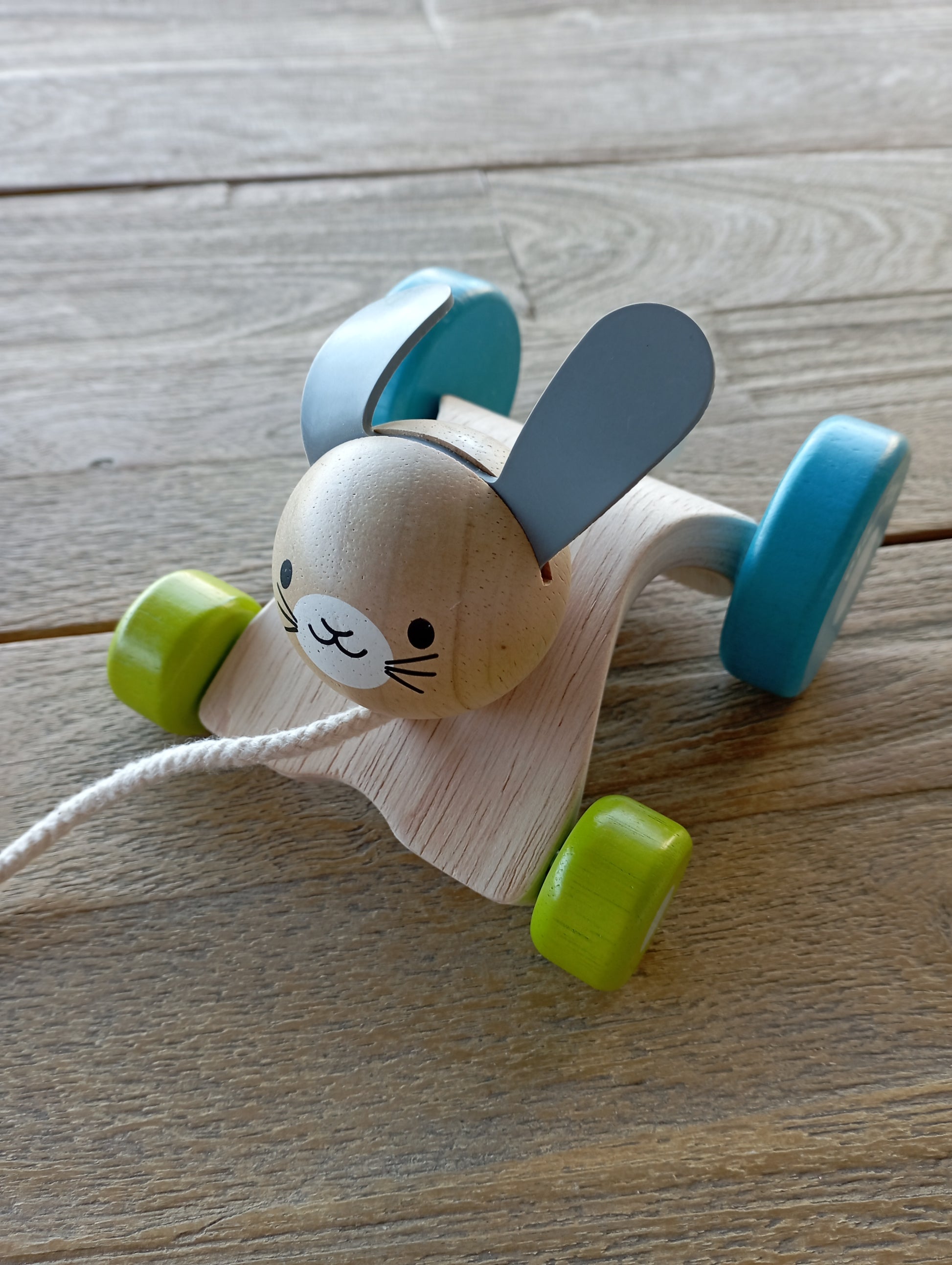 Trekdiertje huppelend konijn Plan Toys