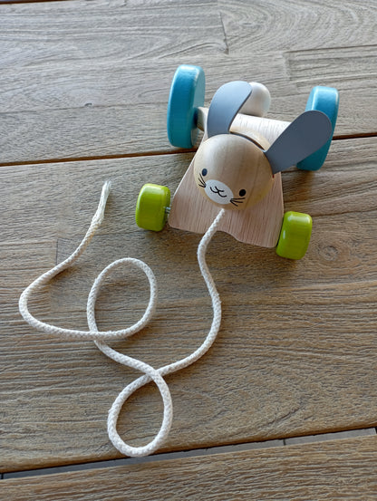 Trekdiertje huppelend konijn Plan Toys