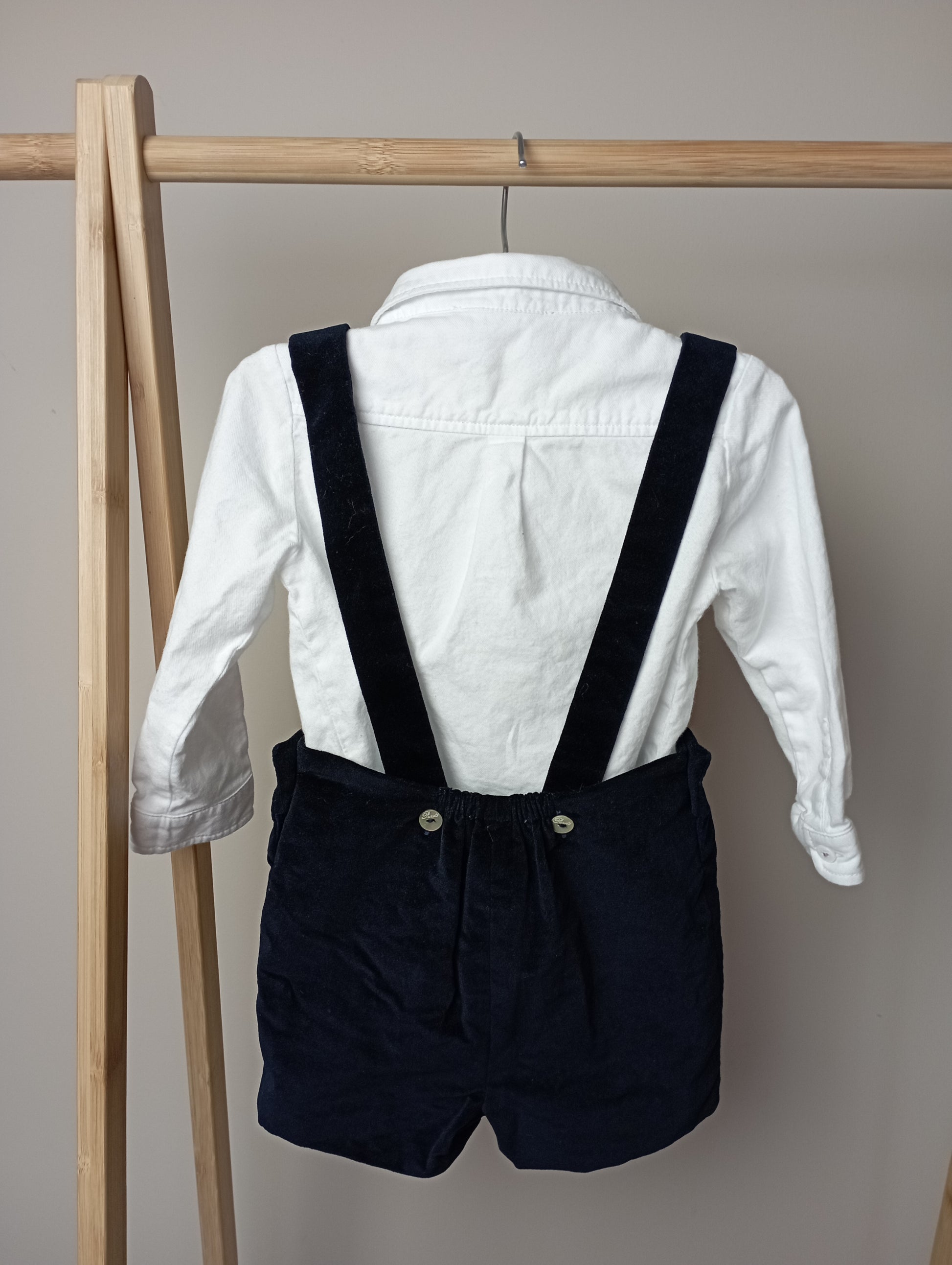 Setje met romperhemdje & salopette 12m Pureté