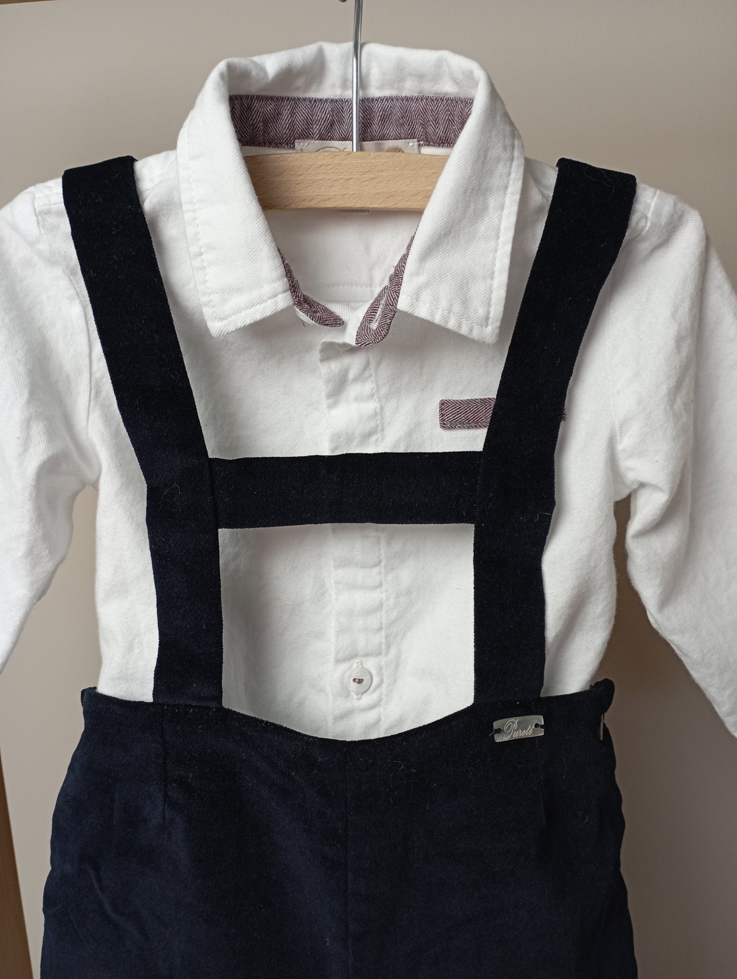 Setje met romperhemdje & salopette 12m Pureté