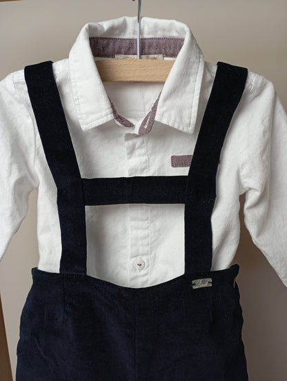 Setje met romperhemdje & salopette 12m Pureté