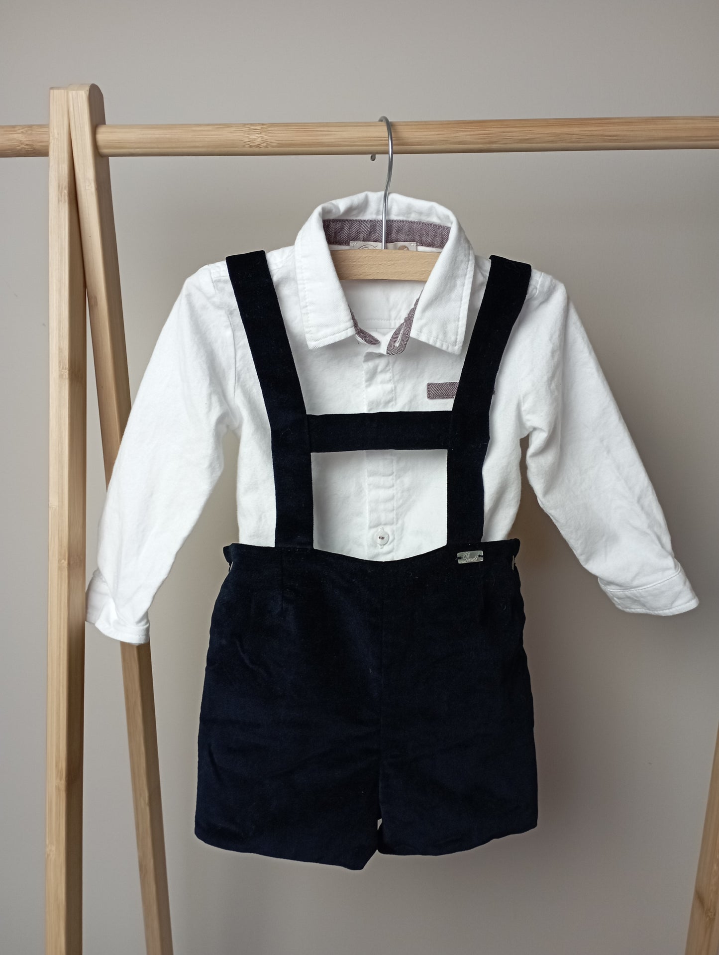 Setje met romperhemdje & salopette 12m Pureté