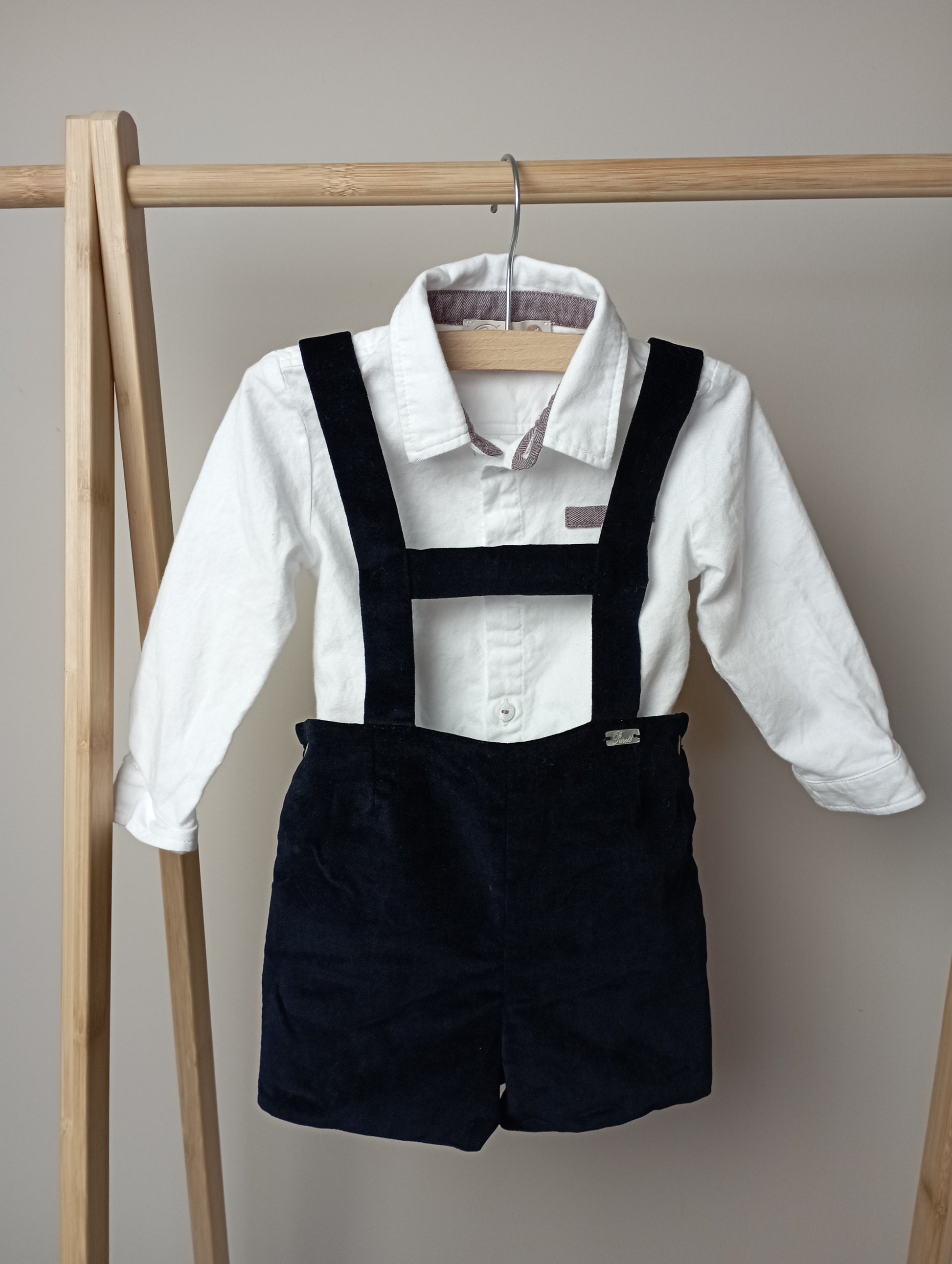 Setje met romperhemdje & salopette 12m Pureté