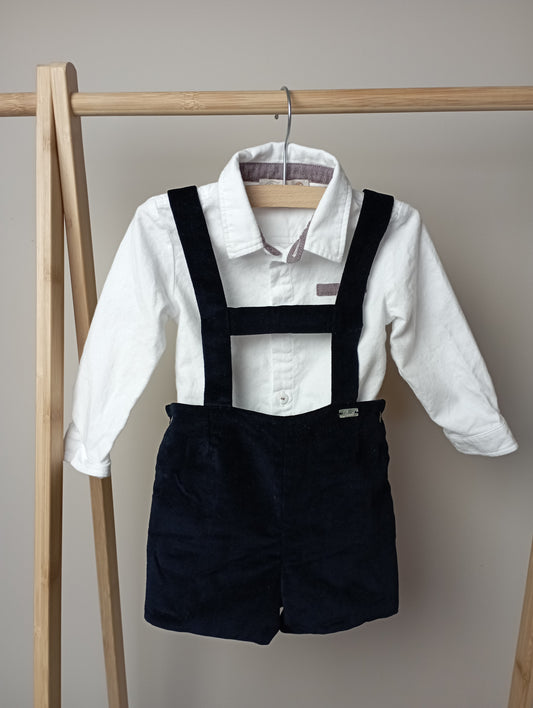 Setje met romperhemdje & salopette 12m Pureté