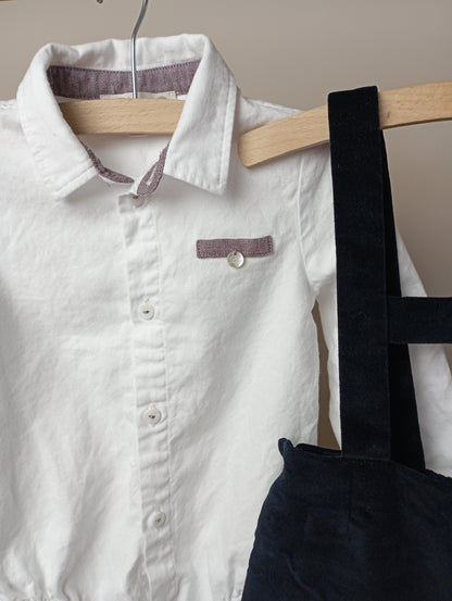 Setje met romperhemdje & salopette 12m Pureté