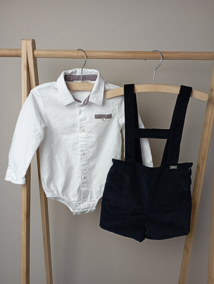 Setje met romperhemdje & salopette 12m Pureté