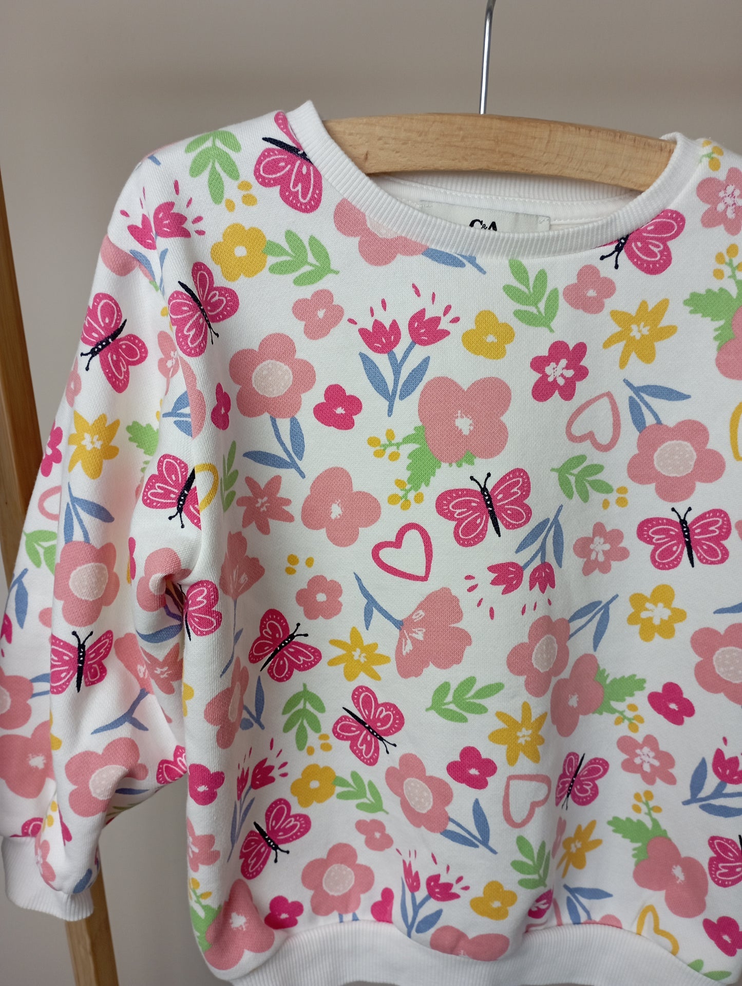 Trui met bloemen & vlinders 98 C&A