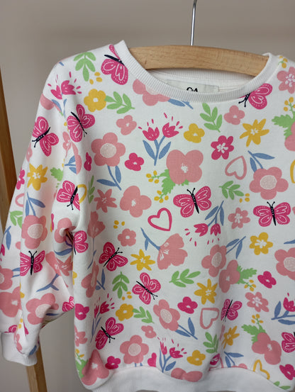 Trui met bloemen & vlinders 98 C&A