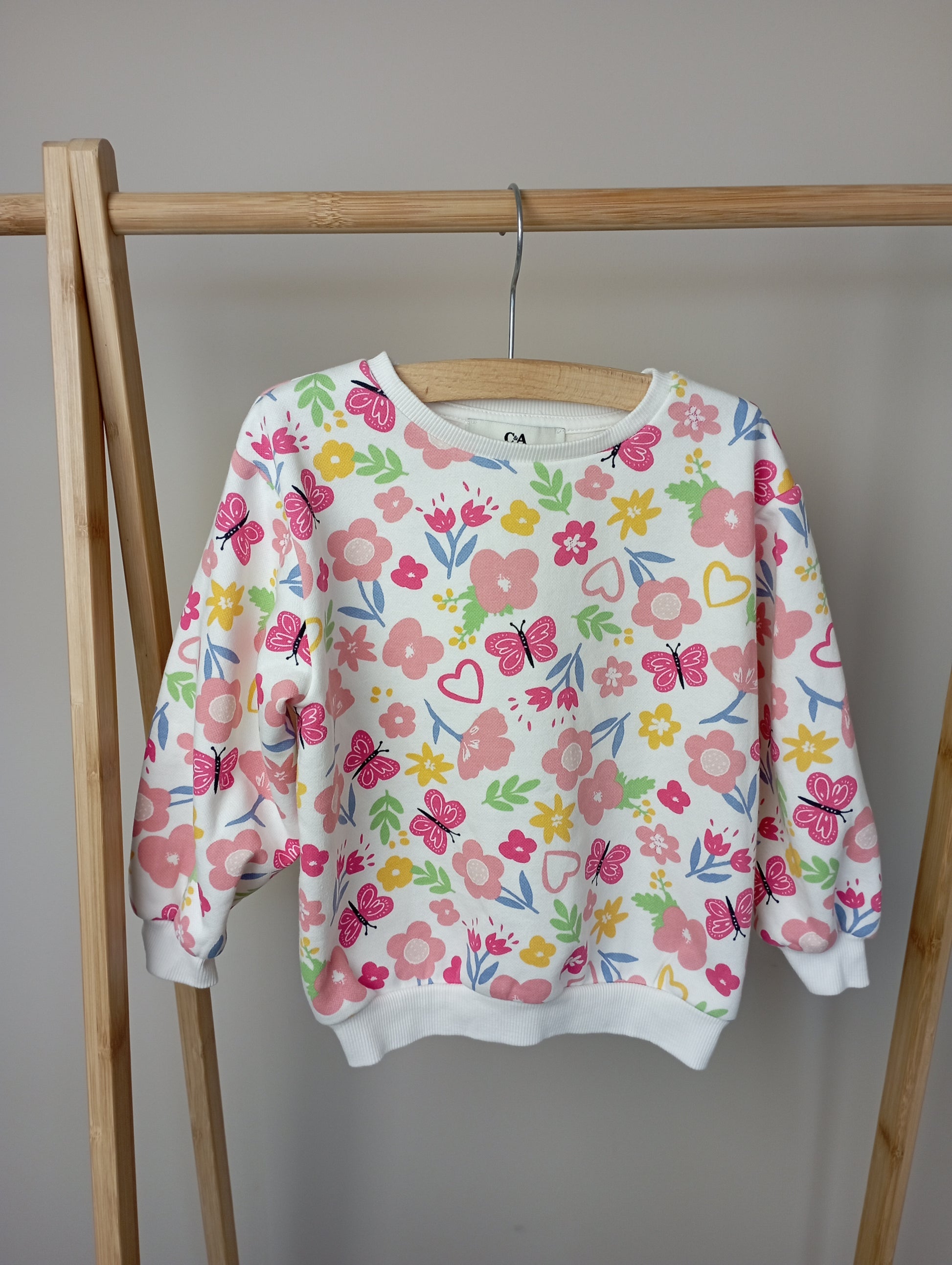 Trui met bloemen & vlinders 98 C&A