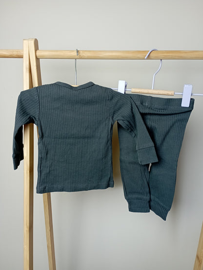 Setje in geribbeld stofje 62 H&M