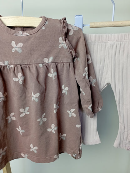 Jurk met bloemen + legging 62 Z8