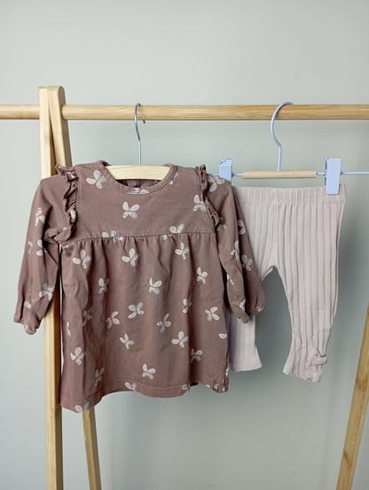 Jurk met bloemen + legging 62 Z8