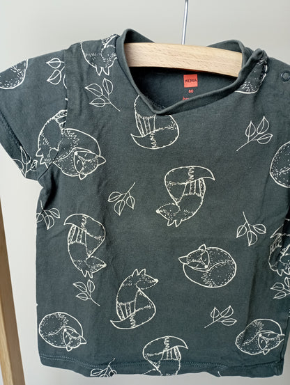 Shirt met vosjes 80 Hema