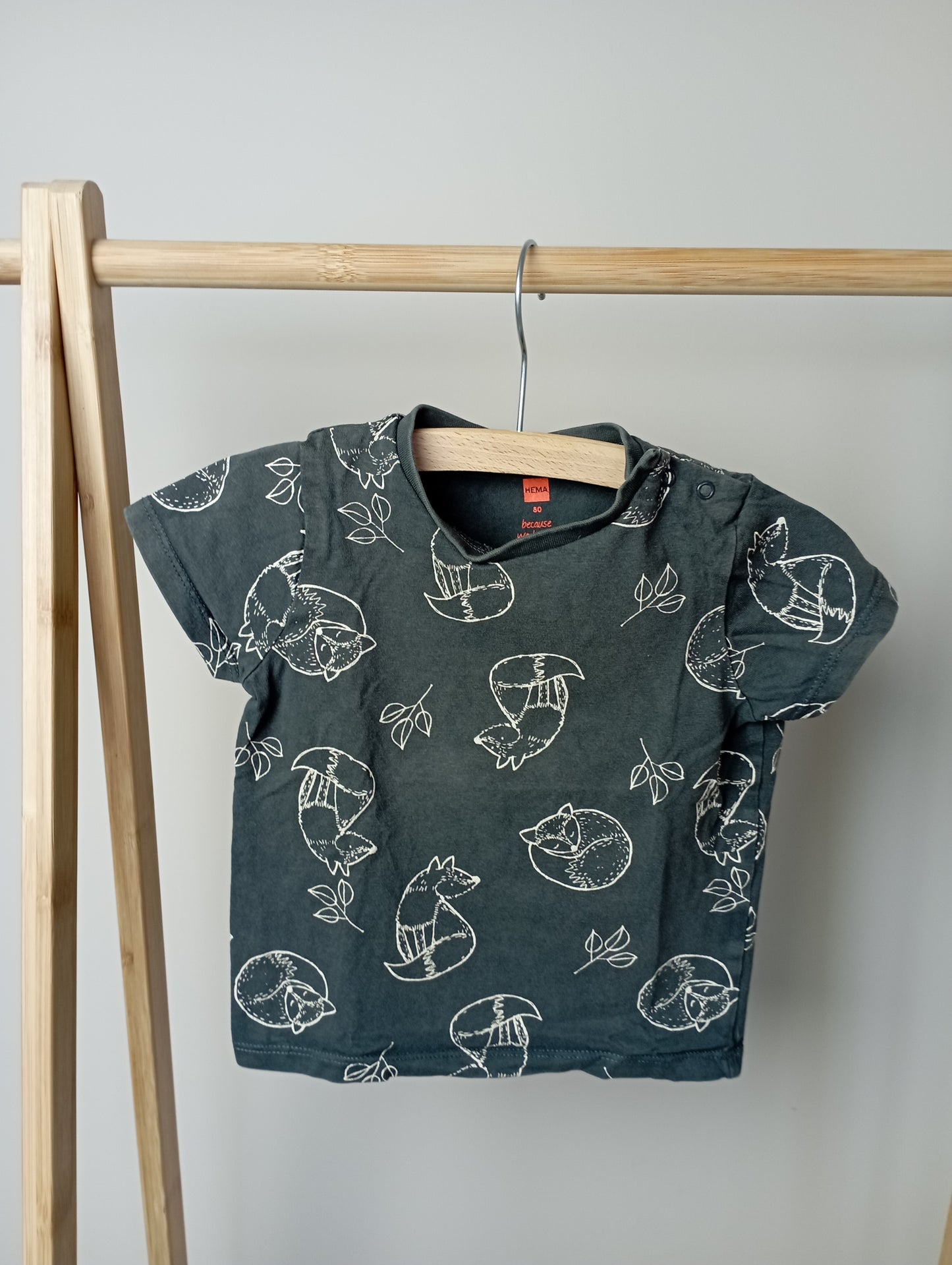 Shirt met vosjes 80 Hema