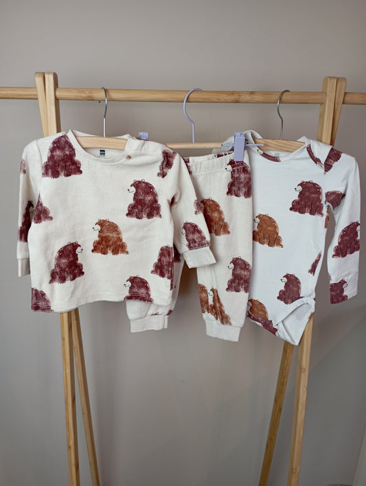 Pyjama met beren + romper 74/80 H&M