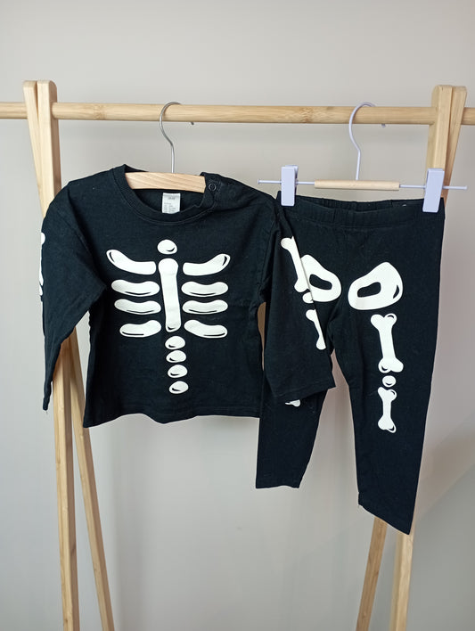 Pyjama met skelet 86 H&M