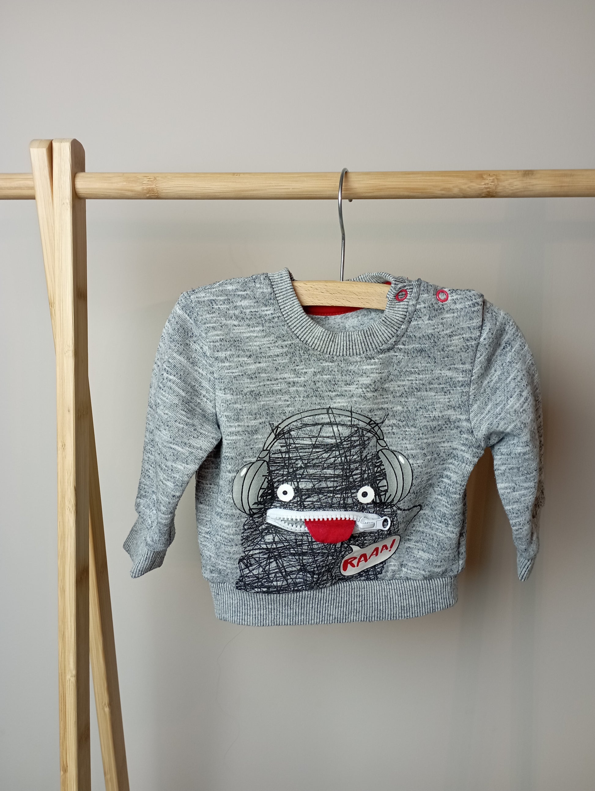 Trui met monstertje 6-9m Mini Rebel