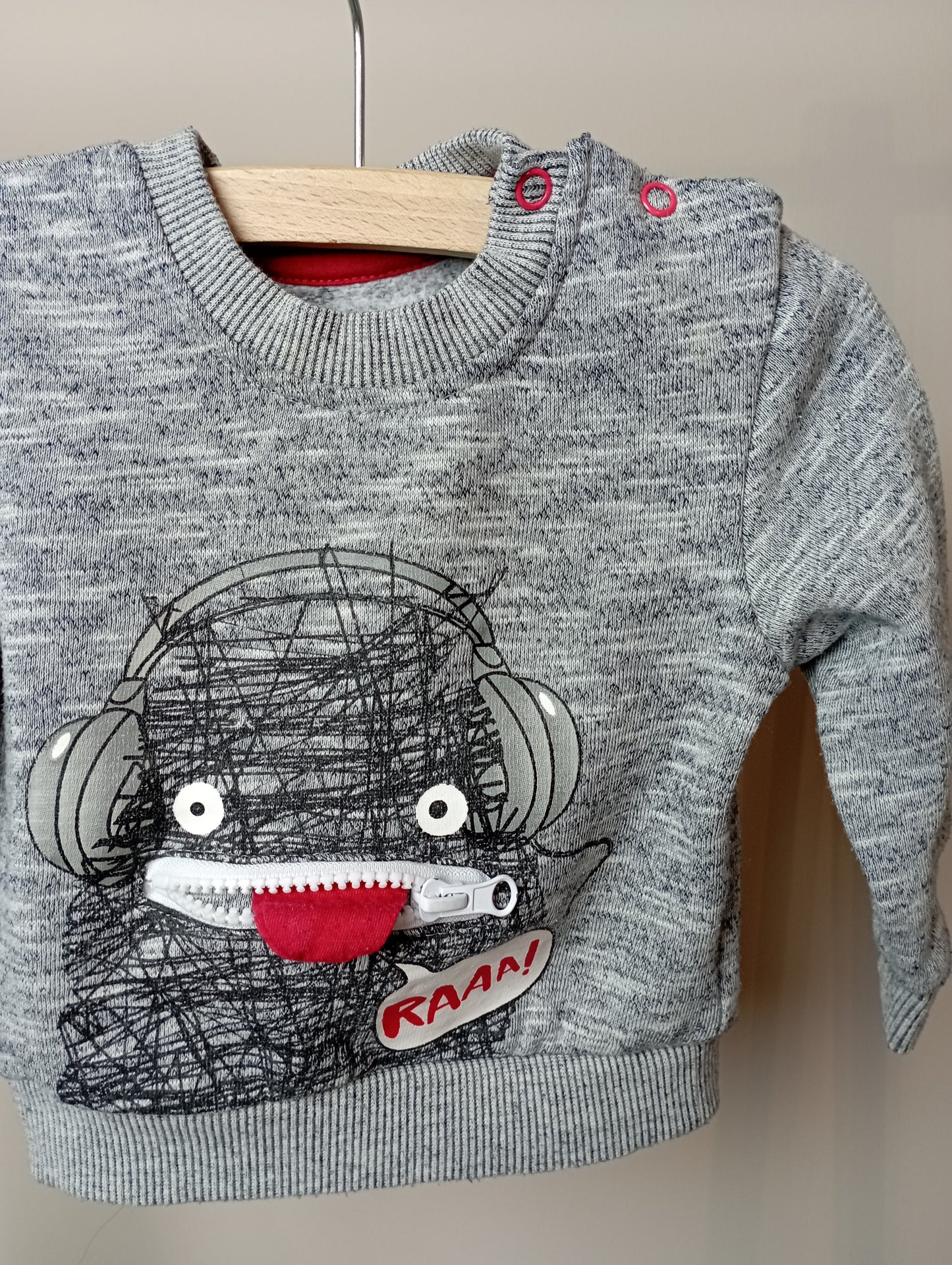 Trui met monstertje 6-9m Mini Rebel