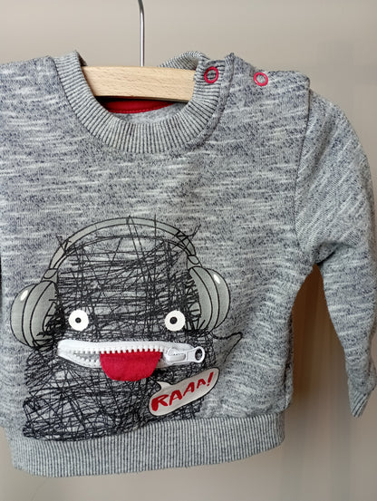 Trui met monstertje 6-9m Mini Rebel