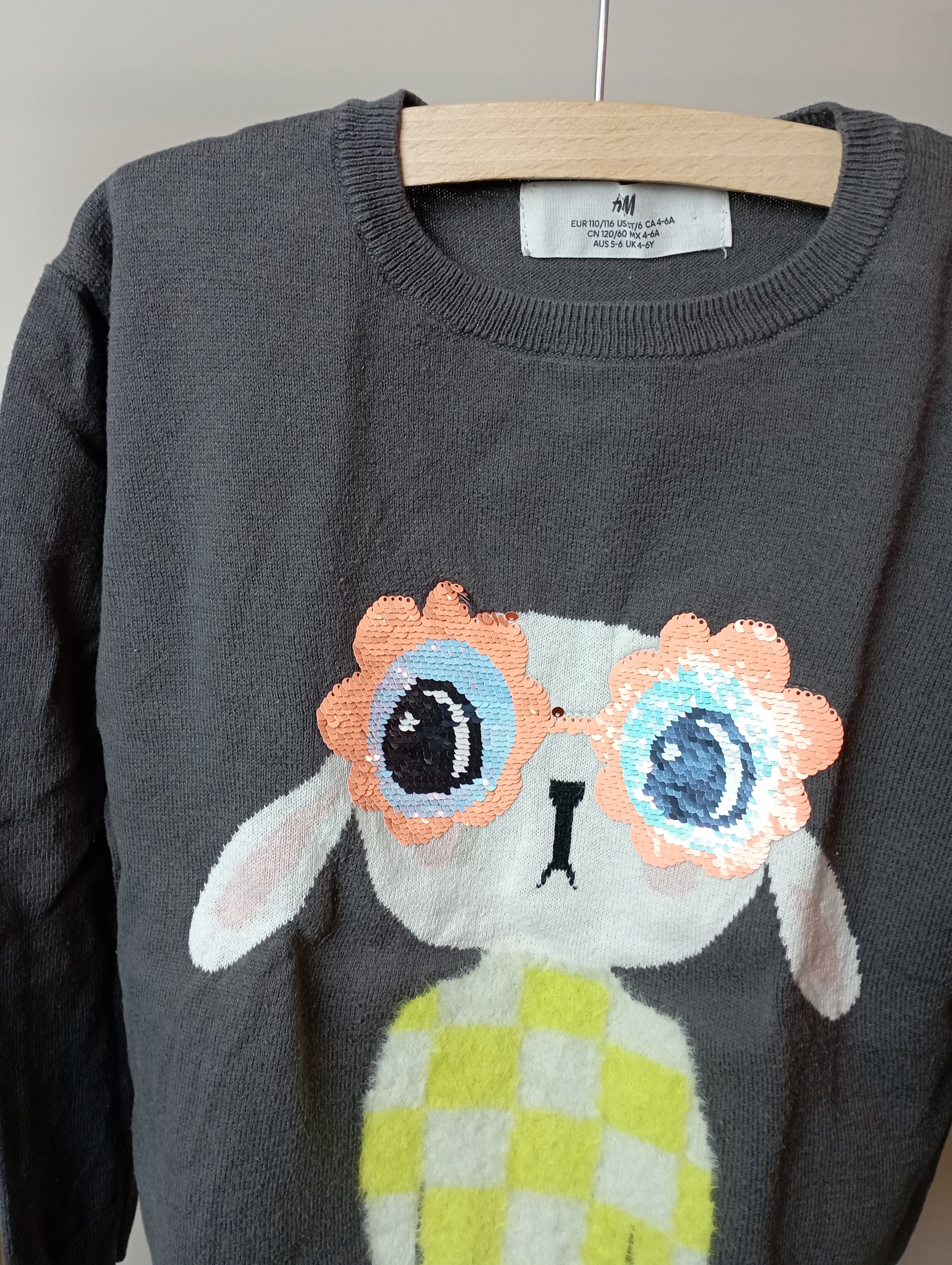 Trui met konijntje 110/116 H&M
