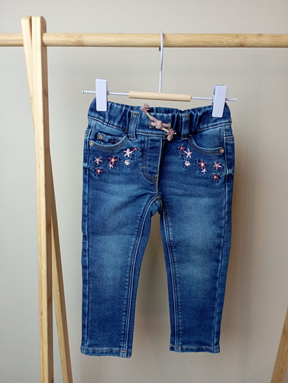 Jeansbroek met bloemen 92 C&A