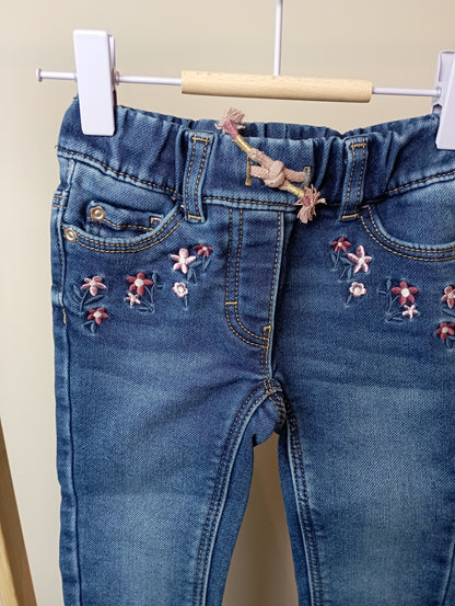 Jeansbroek met bloemen 92 C&A